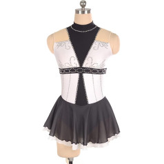 YDHTIZ Simple Generous Figure Skating Dress Women Turtleneck Sleeveless Rhinestone Roller Figure Skating Dress Competition Training Athletic Female