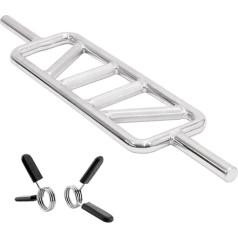 POWER-XTREME Frame Dumbbell, Triceps Trainer, Bicep Trainer, Bicep Bomber, Hammer Curls, 30 mm, up to 200 kg, 86 cm, 2 Spring Clasps, Chrome-Plated, Cross Knurling, Biceps Triceps Bar