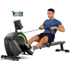 Dripex Magnetisches Rudergerät für Zuhause mit 16 Widerstandsstufen, Rudergerät für Zuhause mit LCD-Monitor & 158 kg Belastbar, Bluetooth-App Kompatibel, Perfekt für Ganzkörpermuskeltraining