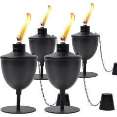 ZSPENG 4 Pack Upgraded Table Torches 400ml Citronella Torches Outdoor Refillable Outdoor Flame Torch Comes with Wicks, Covers and Funnel, Ideal for Parties