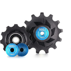 BBB Cycling Gear Wheels Derailleur Pulley 11-T and 13-T Rear 11-Speed Jockey Wheels Scooter Shimano Compatible for Road Bike Urban MTB Bicycle RollerBoys 11T BDP-08, Black