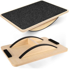 Wooden Balance Board with Hardwood Base, Advanced Rocker Board for Core Power, Stability Training, Difficult Balancing Board