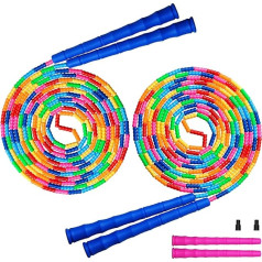 Kingcolor Double Dutch Jump Rope Long Jump Rope 16 FT 1 Pack/2 Pack, Adjustable Soft Beaded Diy Jump Rope for Kids Adult Long Enough for 5-6 Jumpers