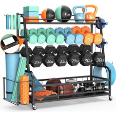 Bonvork XXL Dumbbell Stand - Adjustable Dumbbell Stand for Dumbbells, Home Gym Storage Rack for Kettlebell, Balls, Yoga Mat, Storage Holder, Workout Equipment, Organizer with