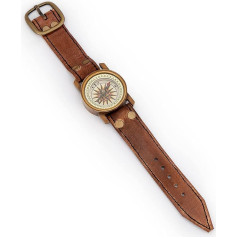 NKlaus 40 mm Bracelet Compass Brass Antique Leather Strap Direction Indicator 11671
