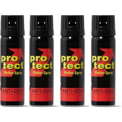 Pack of 4 Pepper Spray Protect Anti-Dog Wide Jet 63 ml KO Spray Animal Repellent Spray for Self-Defence Irritant Spray in Various Spray Variations