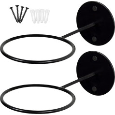 wkao Schwarzes Metall Ballhalter Set, 2 Sport Wandhalterungen für Fußball, Basketball, Volleyball
