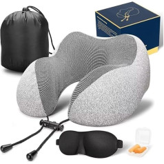 Dreamjoysnappy Das Reisekissen- Comfy Nackenkissen – Ergonomisches Reisekissen für Flugzeug & Auto, verstellbar & stützend – Reise-Nackenhörnchen mit Tasche, ideal für unterwegs & Urlaub (Grau)