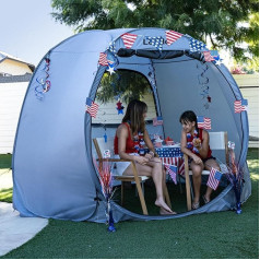 Leedor Outdoor Camping Tent 3m x 3m Hexagonal Pop Up Sun Shade with Ventilated Mesh Walls (Grey, Not Waterproof) - All Season Protection for Camping, Beach and Events