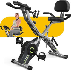 Goimu Exercise Bike, 5 in 1 Foldable Stationary Bike for Seniors, 16-Level Adjustable Magnetic Resistance, Indoor Recumbent Bike with 150 kg Capacity, Comfortable Seat Back