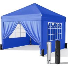 Driftalia Pop Up Canopy with Sidewalls 10x10 Outdoor Instant Canopy Tent with Carry Bag for Commercial Events Camping Backyard Parties - Blue