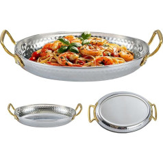 Antihaft-Pfanne | Steakplatte aus Edelstahl, unbeschichtet, Kochtopf, Küchenkochgeschirr mit Doppelgriffen zum Kochen, Anfänger, Outdoor, Camping, , festliche Familienfeiern, Abendessen