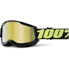 100% Desconocido STRATA 2 Cycling Glasses, Black/Green, Gold Mirrored Lenses
