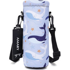 AMARY Neoprene Water Bottle Carrier Bag with Adjustable Shoulder Strap, Insulated Water Bottle Cover for Stainless Steel/Glass/Plastic Bottles (500ml)