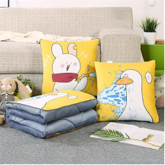 goodFarewell Kissendecke 2 in 1​ Reisedecke Kissen Quilt Multifunktionale Kissen Decke Nackenstützkissen Soft & Warm Nap Mat Kissen für Schlafsofa Bürostuhl （Zeichentrickfilme）