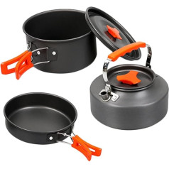 Milisten 1 Satz Camping Kochgeschirr Set Tragbare Pfanne und Utensilien für Outdoor Wandern Picknick für Personen Orange