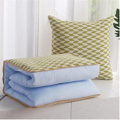 Cushion Blanket 2 in 1 Travel Blanket Cushion Quilt Multifunctional Pillow Blanket Neck Support Pillow Soft & Warm Nap Mat Cushion for Sofa Bed Office Chair (Diamond Green)