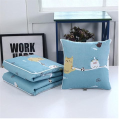 Cushion Blanket 2 in 1 Travel Blanket Cushion Quilt Multifunctional Pillow Blanket Neck Support Pillow Soft & Warm Nap Mat Cushion for Sofa Bed Office Chair (Football Cat)