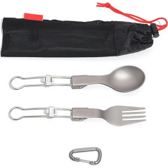 Folding Travel Camping Castlery Set Portable Utensil Lightweight Weight Metal Fork Spoon Outdoor Cleaning Bowl Dishwasher Safe