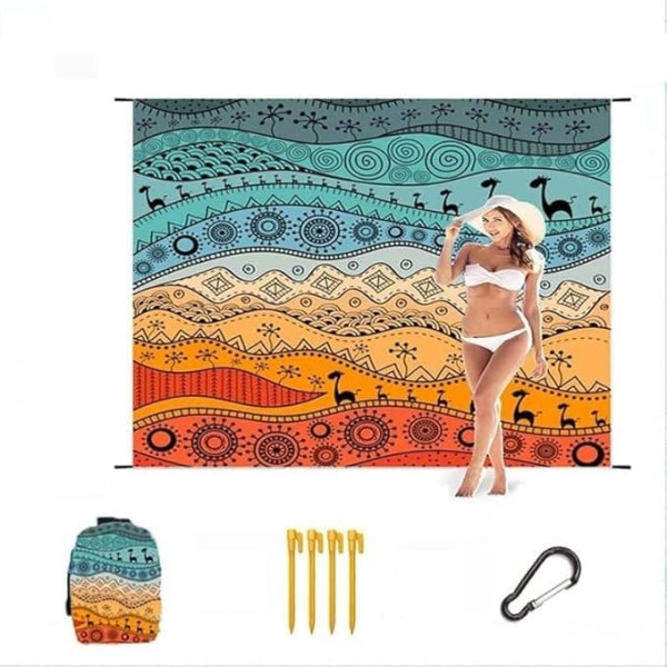 LYP-DEINEOMGS Stranddecke - Leicht und tragbar, weich und robust, sandfreie Strandmatte, for Reisen, Camping, Wandern, Picknick(A5)