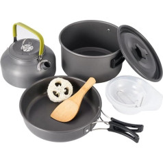 Junterone Camping Geschirr Outdoor Kochgeschirr Set Outdoor Kochtopf Pfanne Picknick Küchenreise Tragbarer Teekessel