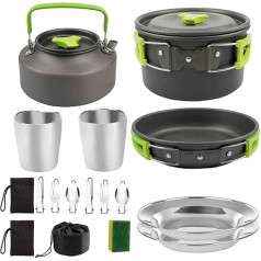 GSZCCZS Camping Cookware Portable Pot Pan Cup Tea Port Set Foldable Outdoor Cooking Set Hiking Picnic Tableware Tool Travel Equipment (Color : E)