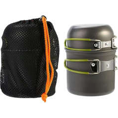 ANKROYU Camping Tableware, Compact Aluminium Alloy Pot Set, Outdoor Cookware Set, Foldable Handle with Storage Bag for Outdoor Camping Survival