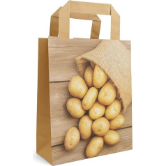 PGV Paper Carrier Bags Potatoes - Brown with Flat Handle - Wet-Proof - Various Sizes and Quantities 18 + 8 x 22 cm (Pack of 250)