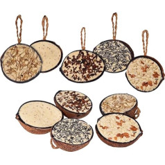 dobar® 24090e 10x Bird Food-Filled Coconuts for Hanging, 5 Varieties of Bird Food for All-Season Feeding, Fat Food Fillings for Wild Birds, 2 kg (Pack of 1)