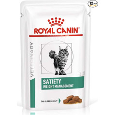 Royal Canin Veterinary Satiety Weight Management | 12 x 85g | Complete Dietary Food for Cats | to Reduce Overweight | Fine Sauce Pieces
