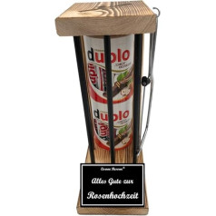 Rose Wedding Gifts - 10th Wedding Anniversary - Woman Man - Duplo Bar - Iron Reserve Black Edition incl. Saw - Funny Gift Idea - Happy Rose Wedding
