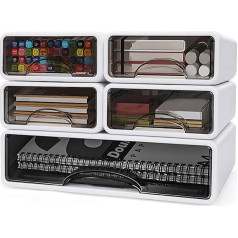 ZPONEED Set of 5 Desk Organisers, Stackable Office Organiser Storage Box