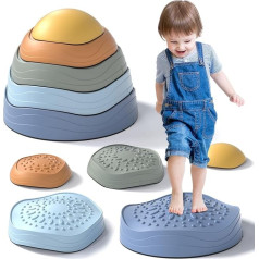 Lehoo Castle Balance Stones for Children, Non-Slip Stacking Stones Stepping Stones Kids, Balance Stones Set for Indoor and Outdoor Garden Toy Children