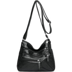 CMZYBBD Women's Soft Leather Handbag, Shoulder Bag, Large Capacity Crossbody Bag for Commuting, Work and Shopping, Black