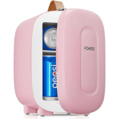 FOHERE Mini Fridge, 5 Litre Mini Refrigerators for Cosmetics, Drinks, Additional USB Power Supply, 220 V AC/12 V DC, Small Fridge for Bedroom, Office, Dorm, Car (Pink)