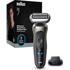 Braun Series 7 Men's Electric Shaver with 60 Minutes Battery Life, Precision Trimmer Attachment, Wireless Wet and Dry Shaver, Made in Germany, Waterproof, 72-C1200s, Gold