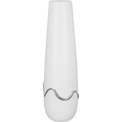 GILDE Decorative Vase for Pampas Grass - Ceramic Cone Vase - Decorative Living Room Gift for Women Birthday Mother's Day - Colour Silver White Matt Height 39 cm