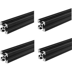 Coavoo AluProfil 2020 Aluminium Profile 550 mm T Type Black Aluminium Profiles 20 x 20 European Standard Anodised Linear Rail Extrusion Pack of 4 for DIY 3D Printer and CNC