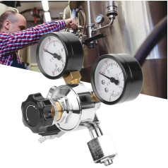 CO2 Regulator, Barrel Regulator, Dual Kegerator Pressure Gauge CO2 Regulator with Safety Manual Pressure Relief Valve for Brewed Beer