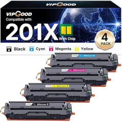 VIPGOOD 201X Toner Cartridges Compatible with 201X CF400X 201A Toner for Laserjet Pro MFP M277dw M252dw M277n M252n M277 CF400X CF401X CF402X CF403X (Black, Cyan, Yellow, Magenta, 4 Pack)