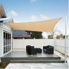AXT SHADE Awning, Waterproof, Rectangular, 5 x 6 m, Weather Protection, Sun Protection PES Polyester with UV Protection for Patio, Balcony, Garden, Sand (We Make Special Sizes)