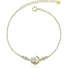 Meissa Armband für Frauen 925 Sterlingsilber Halbmond Sonne Stern Armband verstellbar Muttertag Schmuck Geschenk Geburtstag Weihnachten Geschenke für Frauen Mutter Frau Mädchen sie (Gold(Opal Stein))