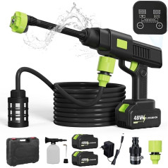 LANMOU Battery Pressure Washer, Portable Pressure Washer Gun with 6-in-1 Adjustable Nozzle, 10 m Hose, Battery Operated Mobile Pressure Washer for Car Washing, Garden