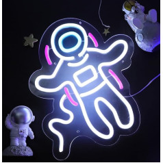 Astronaut Neon Light Signs for Wall Decoration, LED Neon Signs Hooks, USB Powered Blue LED Signs, Dimmable Neon Wall Light for Kids Room, Living Room, Nursery, Home, Bar, Party