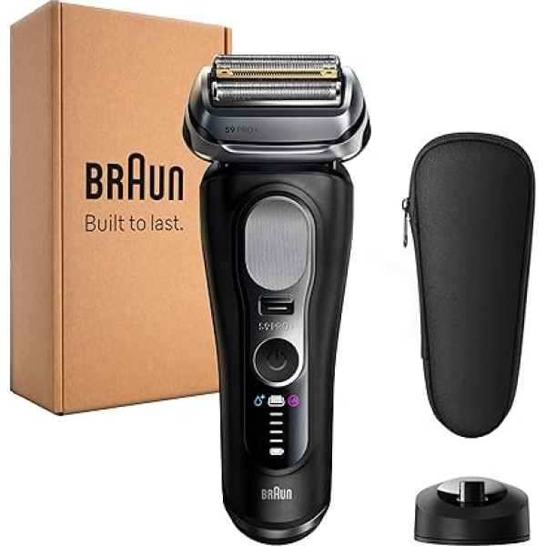 Braun Series 9 PRO+ Men's Electric Shaver, 5+1 Ultra Thin Precision Blades, Pro-SensoAdapt, Razor with 60 Minutes Battery, Charging Stand, Wet and Dry Razor Made in Germany, 9610si, Black