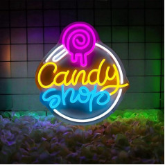 HFHungkeong Candy Neon Sign for Candy Shop, Candy Bar Signs for Wall Decoration, Halloween Candy Decor, Neon Sign, Luminous Signs, Candy Party Decorations