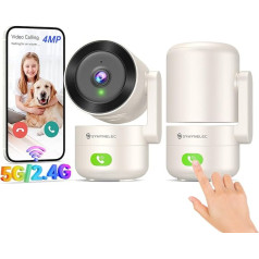 SYMYNELEC 2K 4MP Indoor Surveillance Camera, 360°, 5GHz/2.4GHz WLAN Surveillance with AI Motion Detection, IR Night Vision, Indoor Security Camera for Pets, Dogs, Baby Monitor Compatible Alexa, Pack