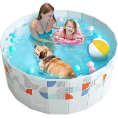 XUDREZ Foldable Pool for Family Garden, Install-Free, Non-Inflatable Pool, PVC Pressure-resistant Plate, High Density Segregation, Thin-Walled Pool, Suitable for Family Pool, Pet Pool, 160 cm