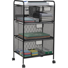 Mind Reader Network Collection Rolling Cart with 4 Removable Drawers, Omnidirectional Wheels, Desk and Bathroom Organiser, Portable, Metal Grid, 16