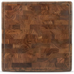 MAGIGO Walnut Wood Chopping Board Square 18 x 18 Inch Chopping Board for Kitchen, Wooden Chopping Board with Juice Grooves, Inner Handles
